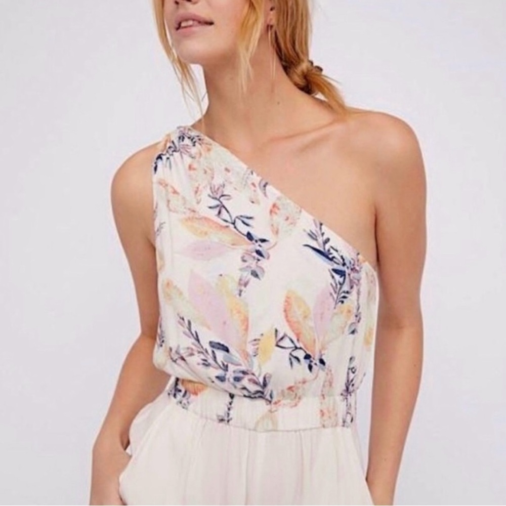 Free People Floral Wide Leg Jumpsuit - Cream and Pink - Picture 2 of 11
